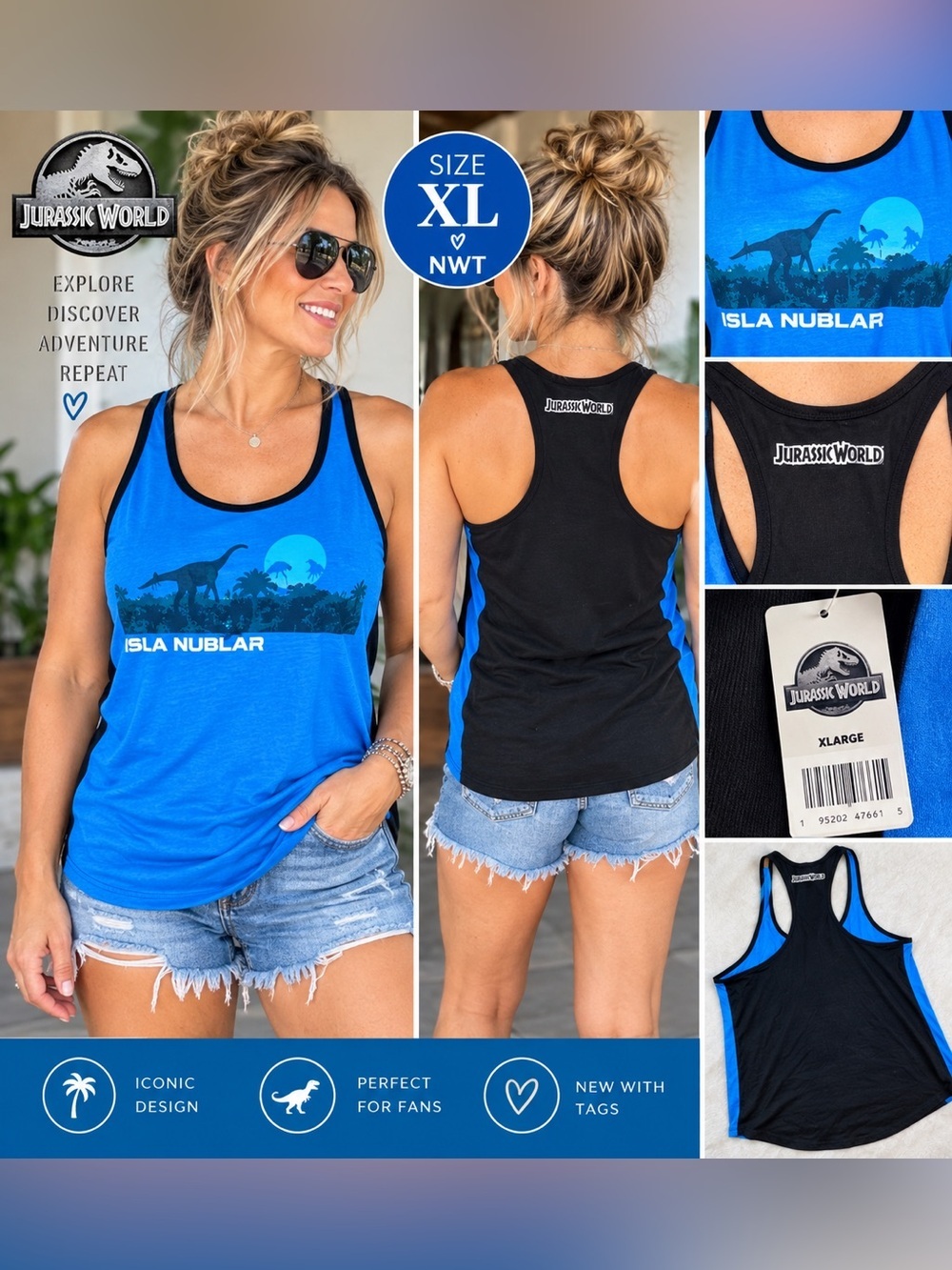 🦖 Jurassic World Isla Nublar Racerback Tank – NWT! Size XXL